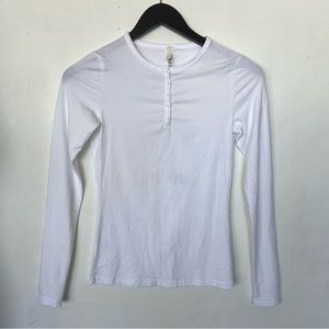 SKIMS White Cotton Long Sleeve Henley